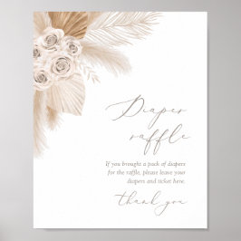 Boho Pampas Grass Baby Shower Raffle Poster