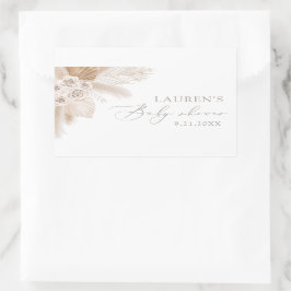 Boho Pampas Grass Baby Shower Rektangulärt Klistermärke