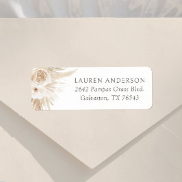 Boho Pampas Grass Baby Shower Returadress Etikett