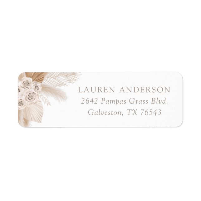 Boho Pampas Grass Baby Shower Returadress Etikett (Framsidan)