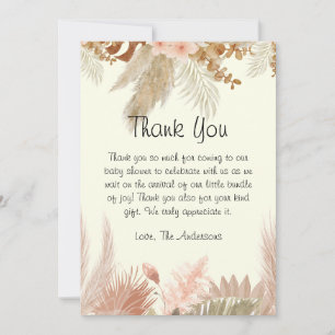 Boho Pampas Grass Baby Shower - tack för ditt kort