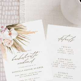 Boho Pampas Grass Bachelorette Itinerary Helg Inbjudningar