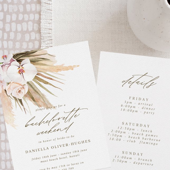 Boho Pampas Grass Bachelorette Itinerary Helg Inbjudningar (Skapare uppladdad)