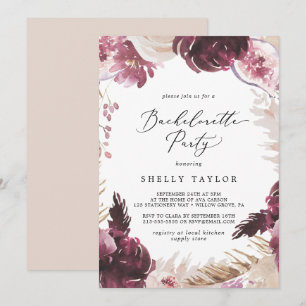 Boho Pampas Grass Bachelorette Party Inbjudningar