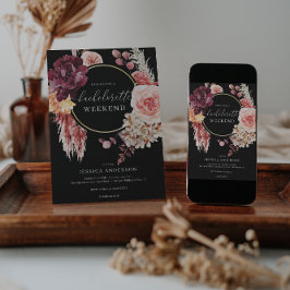 Boho Pampas Grass Bachelorette Party Intervju Inbjudningar