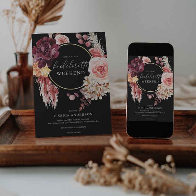 Boho Pampas Grass Bachelorette Party Intervju Inbjudningar (Skapare uppladdad)