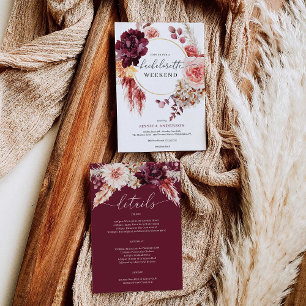 Boho Pampas Grass Bachelorette Party Itinerary Inbjudningar