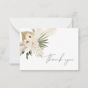 Boho Pampas Grass Beige Blommigt Tackkort Card Anteckningskort