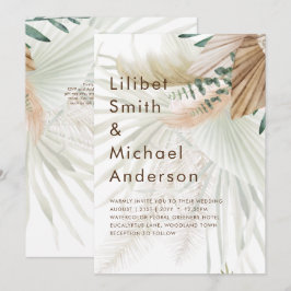 BOHO Pampas Grass Beige Grönt Terracotta Bröllop Inbjudningar