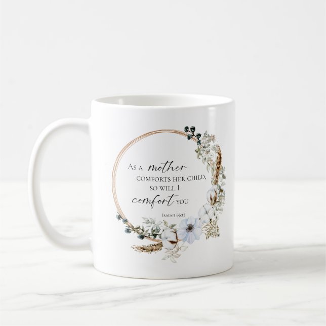 Boho Pampas Grass Bible Verse Gud kommer att tröst Kaffemugg (Vänster)