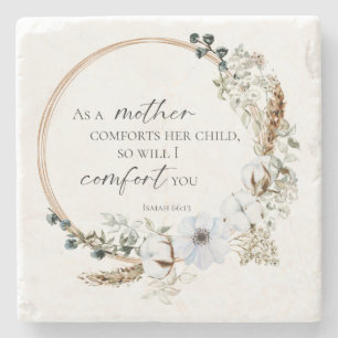 Boho Pampas Grass Bible Verse Gud kommer att tröst Stenunderlägg
