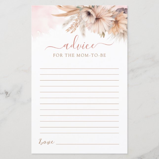 Boho Pampas Grass Blommigt Adress to Mamma to be C (Framsida)