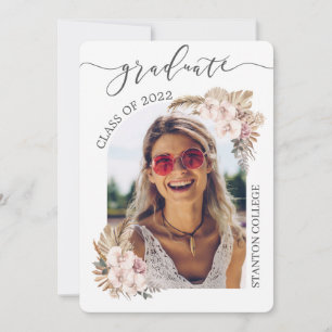 Boho Pampas Grass Blommigt Arch Bild Studenten Inbjudningar