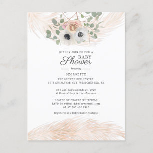 Boho Pampas Grass Blommigt Baby Shower Inbjudan Vykort