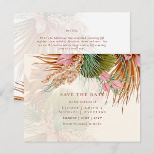 BOHO Pampas Grass Blommigt Bröllop spara datum Pos Vykort