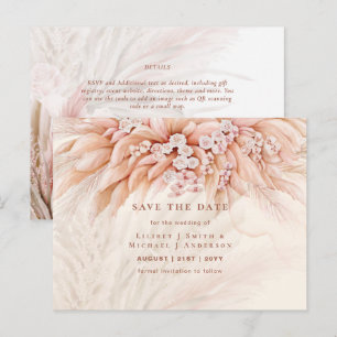 BOHO Pampas Grass Blommigt Bröllop spara datum Pos Vykort