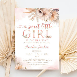 Boho Pampas Grass Blommigt Desert Girl Baby Shower Inbjudningar