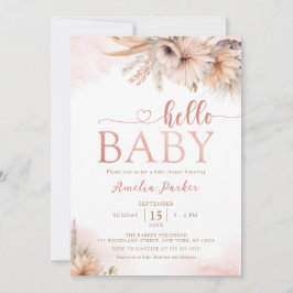 Boho Pampas Grass Blommigt Desert Hej Baby Shower Inbjudningar