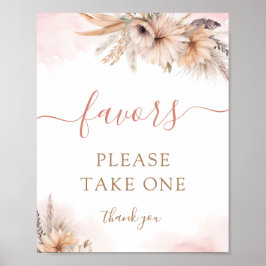 Boho Pampas Grass Blommigt Girl Baby Shower Favues Poster