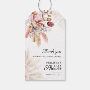 Boho Pampas Grass Blommigt Girl Baby Shower Presentetikett