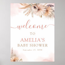 Boho Pampas Grass Blommigt Girl Baby Shower Välkom