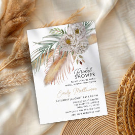 Boho Pampas Grass & Blommigt Möhippa Inbjudningar