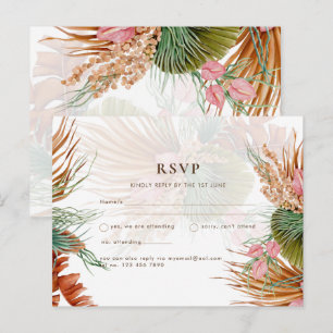 BOHO Pampas Grass Blommigt Tropical Bröllop Postca Vykort
