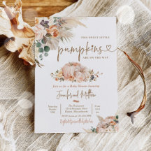 Boho Pampas Grass Blommigt Twin Pumpkin Baby Showe