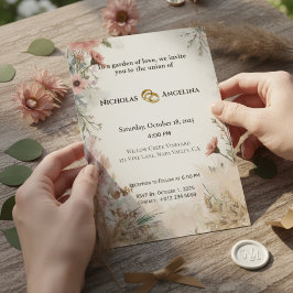 Boho Pampas Grass Blommigt Wedding bjudande Inbjudningar