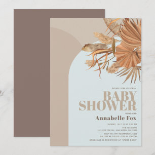 Boho Pampas Grass Blue Baby Shower-inbjudan Inbjudningar
