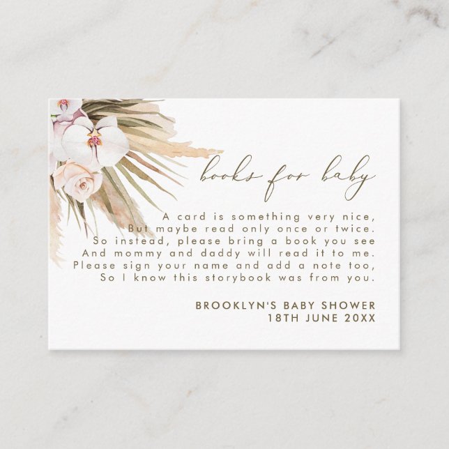 Boho Pampas Grass Bokar för Baby Infoga Tilläggskort (Framsida)