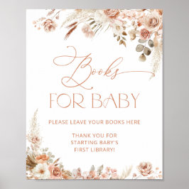 Boho Pampas Grass Bokar för Baby Poster