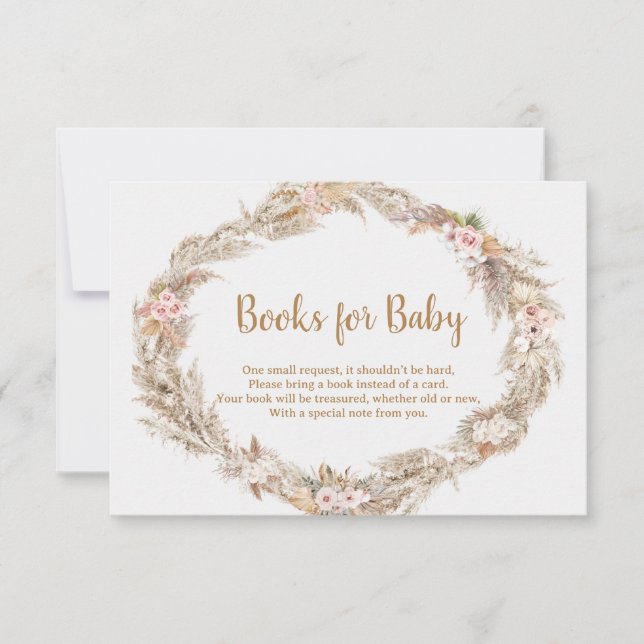 Boho Pampas Grass Books for Baby Card | Neutral Tack Kort (Framsida)
