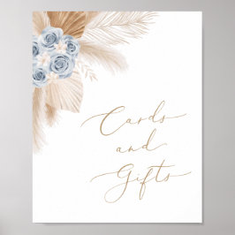 Boho Pampas Grass Boy Shower Card and Gifts Poster