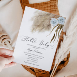Boho Pampas Grass Boy Shower Inbjudningar