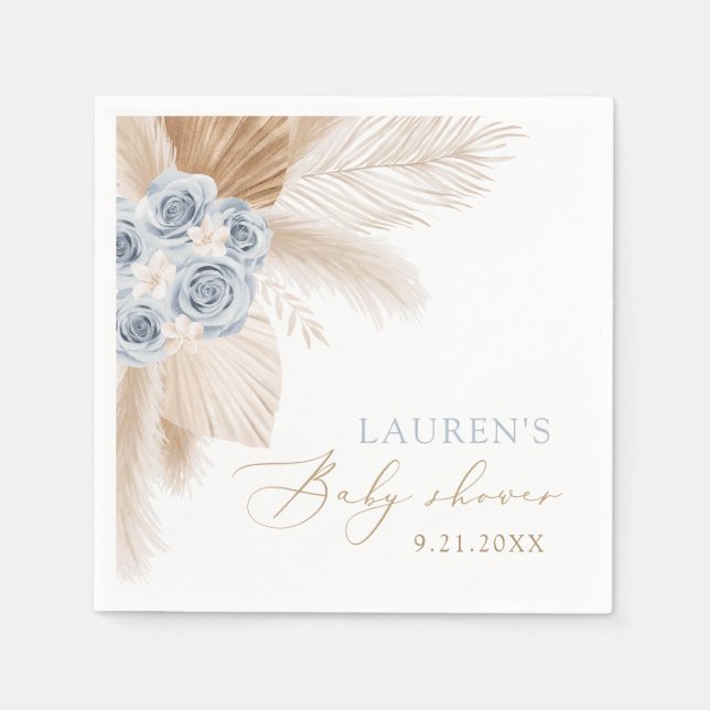 Boho Pampas Grass Boy Shower Napkins Pappersservett (Framsidan)