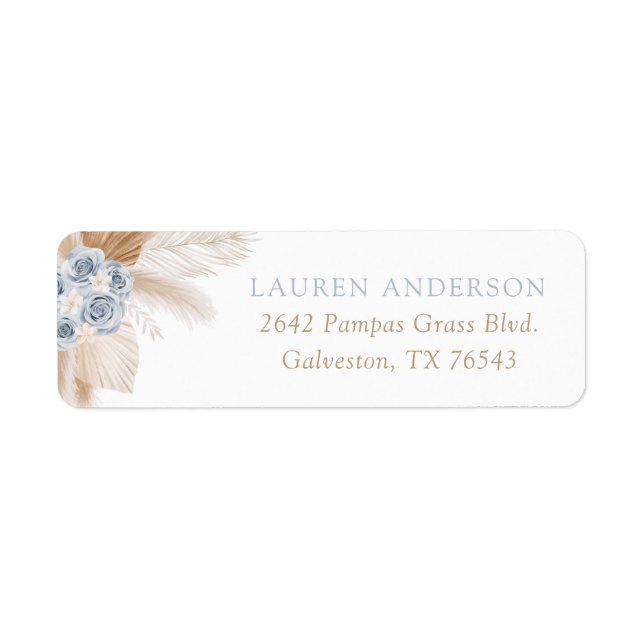 Boho Pampas Grass Boy Shower Returadress Etikett (Framsidan)