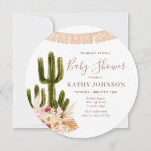 Boho Pampas Grass Bröllop Cactus Blommigt Inbjudningar