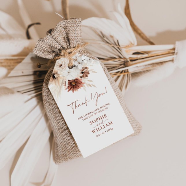 Boho Pampas Grass Bröllop Gift Märkres Presentetikett (Skapare uppladdad)