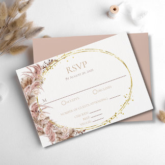 Boho Pampas Grass Bröllop OSA Card med Måltider Kort