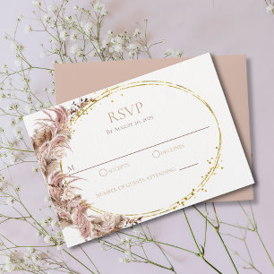 Boho Pampas Grass Bröllop OSA Card No. Måltider Kort