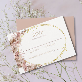 Boho Pampas Grass Bröllop OSA Card No. Måltider Kort