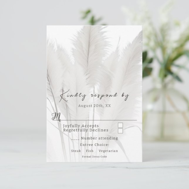 Boho Pampas Grass Bröllop OSA Kort (Stående Fram)