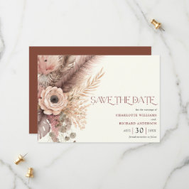 Boho Pampas Grass Bröllop spara datum Card Datumet