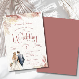 Boho Pampas Grass Bröllop Stationery-inbjudan Inbjudningar