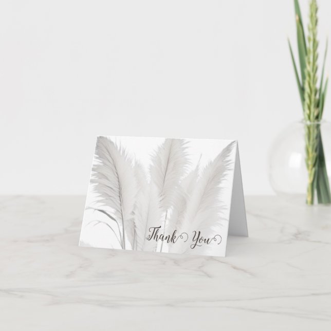 Boho Pampas Grass Bröllop Tack Kort (Framsida)