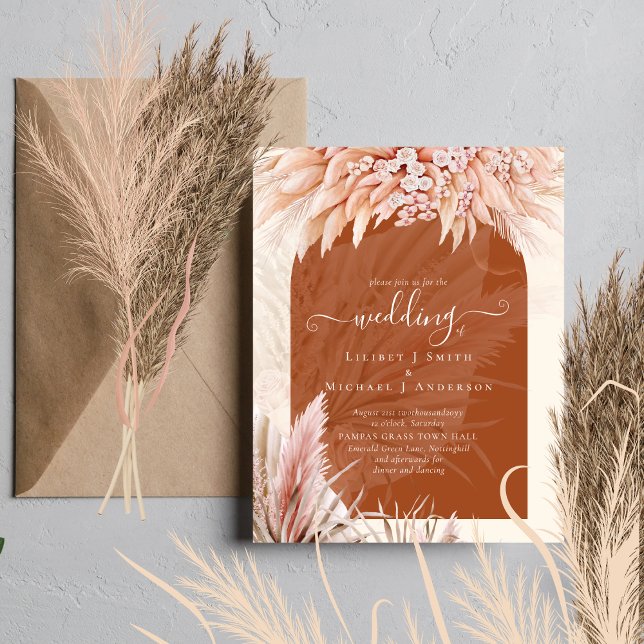 BOHO Pampas Grass Budget Wedding bjudande Flygblad (Skapare uppladdad)
