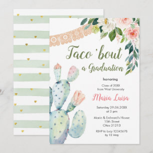 Boho Pampas Grass cactus Taco "bout a Studenten Inbjudningar