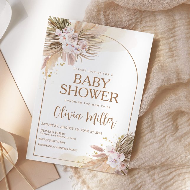 Boho Pampas Grass Desert Baby Shower Inbjudningar (Skapare uppladdad)