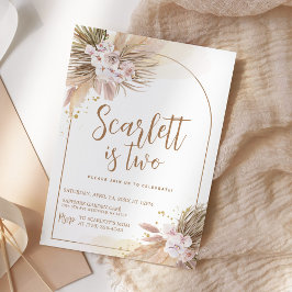 Boho Pampas Grass Desert Birthday Beige Inbjudningar